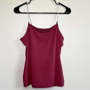 Vero Moda Sleeveless Camisole Top With Rhinestone Straps Wine Color Small